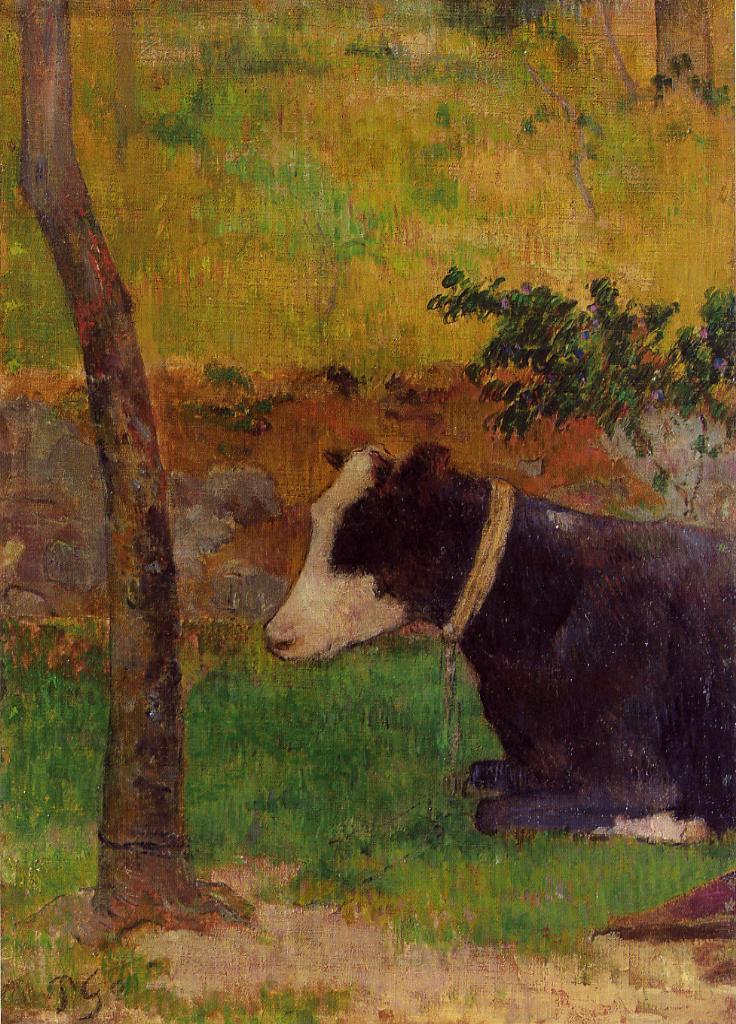 Kneeling Cow - Paul Gauguin Painting
